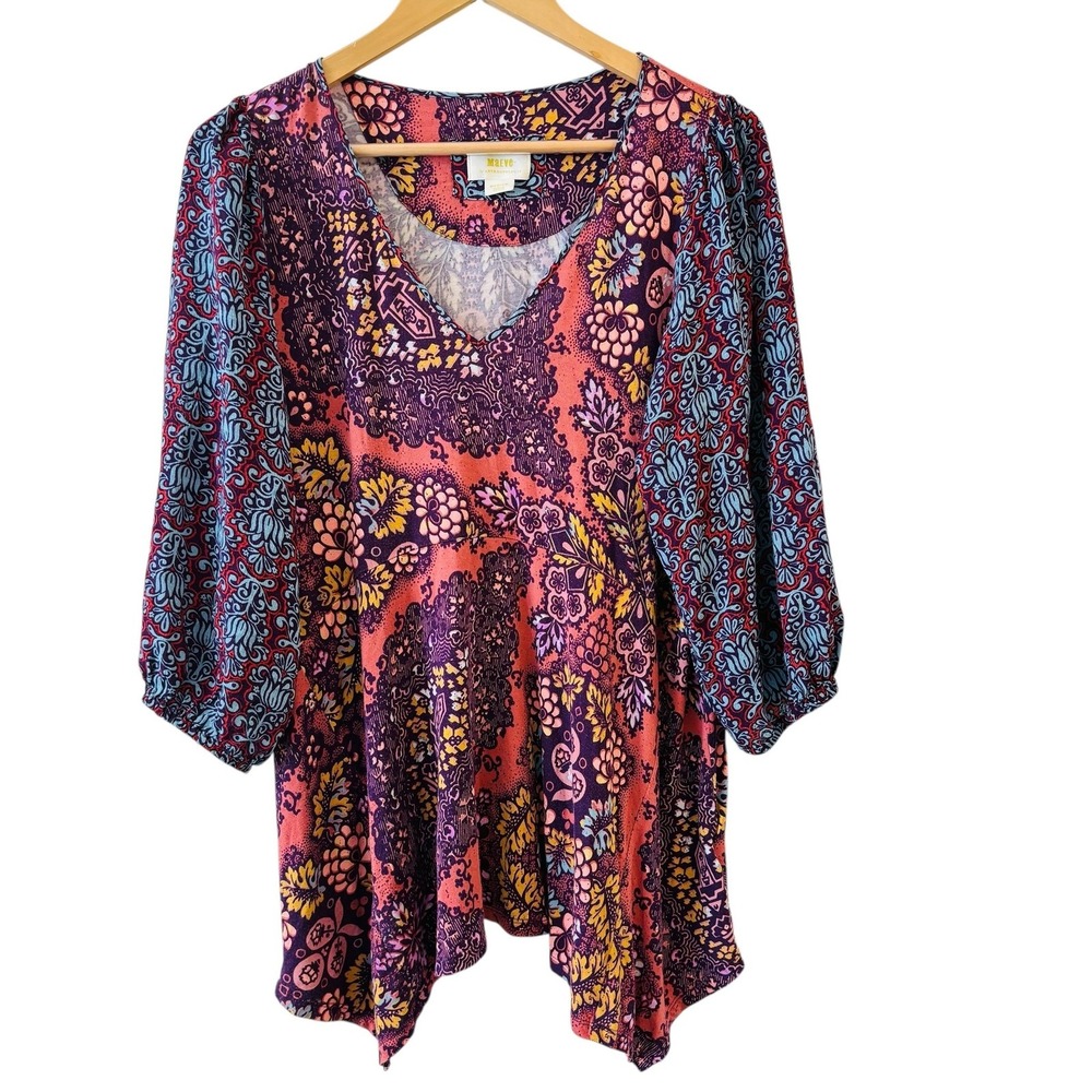 Maeve Anthropologie‎ Floral Mandala Tunic Top Womens Size M Boho Festival